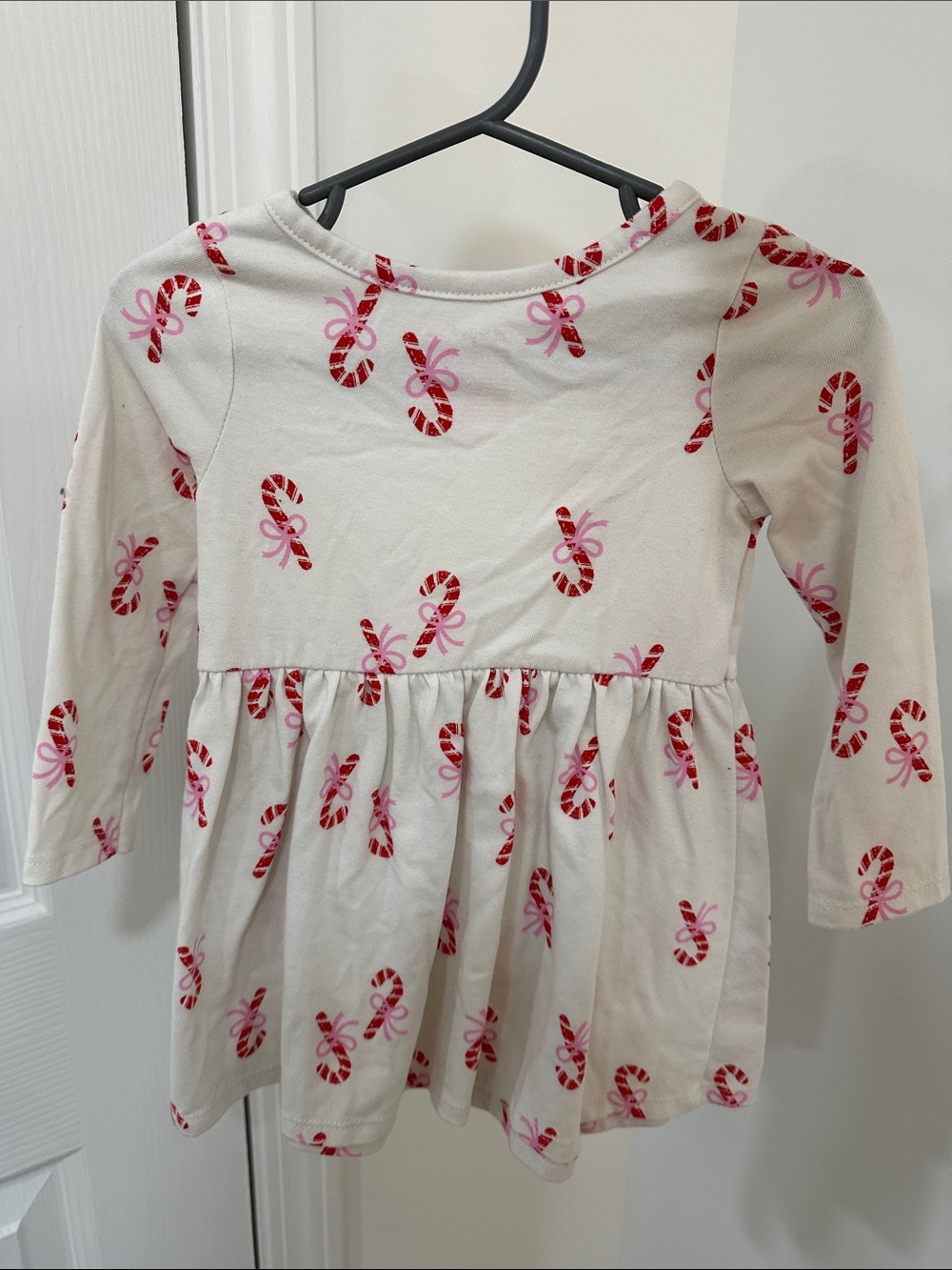 Cat & Jack White Dress with Pink & Red Candy Cane Print - Picture 2 of 2